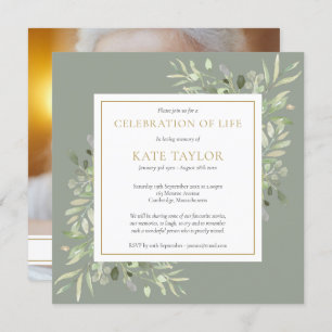 Moderne Beerdigungsfeier zum Foto des Lebens Einladung