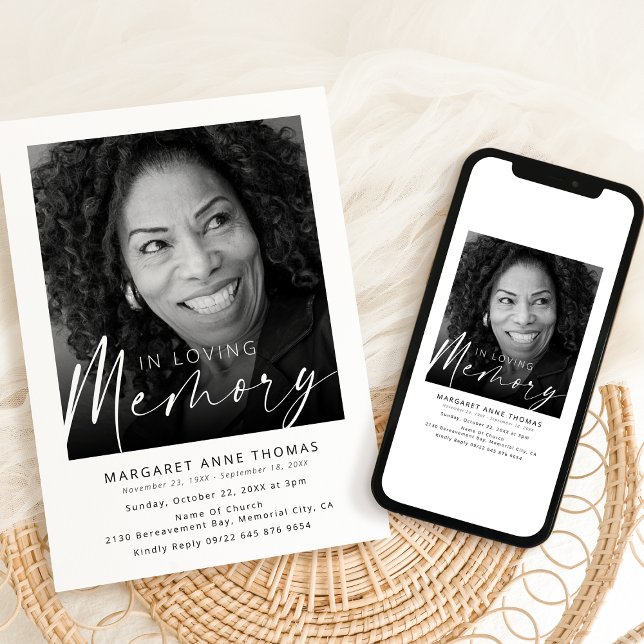 Moderne Beerdigungsfeier zum Foto Einladung (Von Creator hochgeladen)