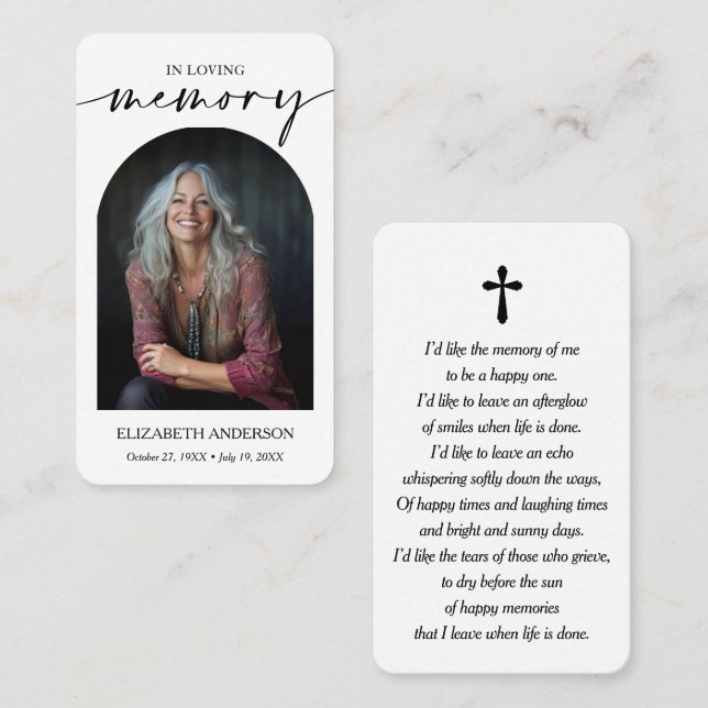 Moderne Beerdigungskarte Visitenkarte (Vorne/Hinten)