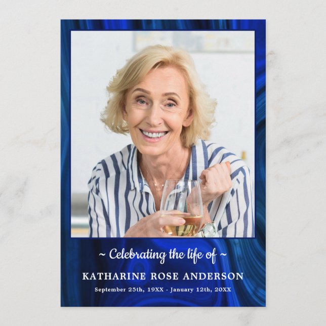 Moderne Beerdigungsreihenfolge Foto Service Blaue  Programm (Vorderseite)