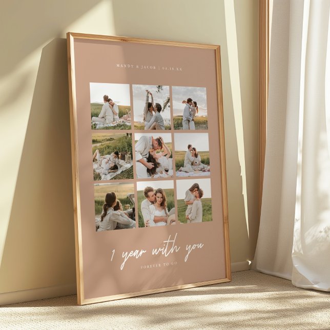 Moderne beige 1-Jahres-Hochzeit mit 9 Fotos Poster (Von Creator hochgeladen)