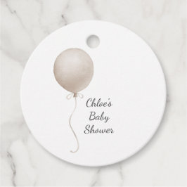 Moderne Beige Ballon Boho Babydusche Geschenkanhänger