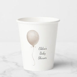 Moderne Beige Ballon Boho Babydusche Pappbecher