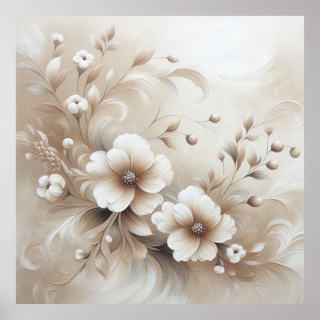 Moderne beige Blume 10 Poster (Vorne)