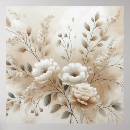 Moderne beige Blume 11 Poster
