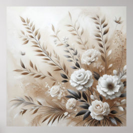 Moderne beige Blume 12 Poster