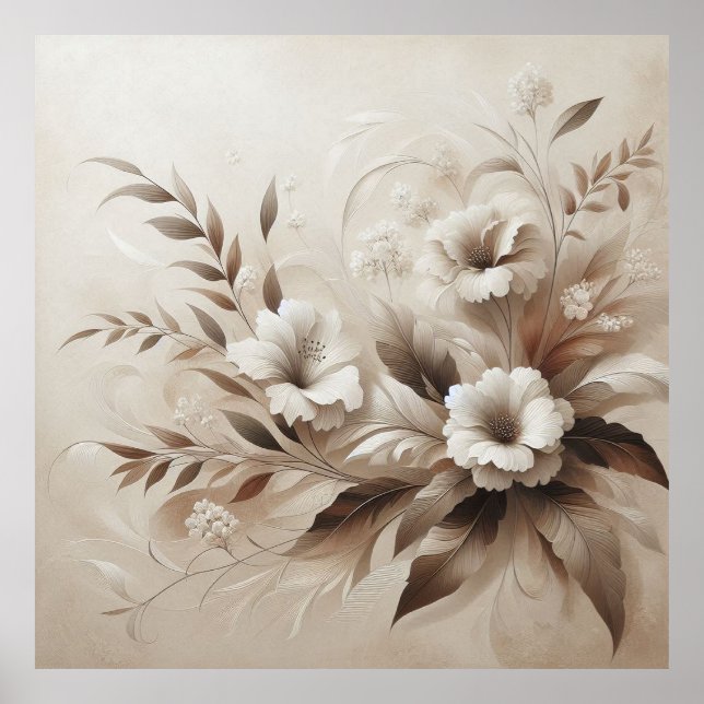 Moderne beige Blume 14 Poster (Vorne)
