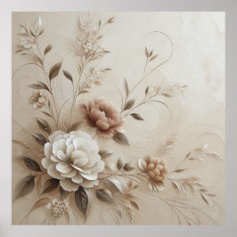 Moderne beige Blume 15 Poster