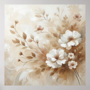 Moderne beige Blume 19 Poster