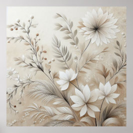 Moderne beige Blume 1 Poster