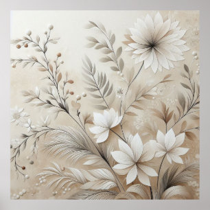 Moderne beige Blume 1 Poster