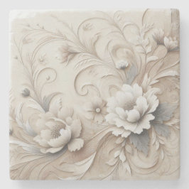 Moderne beige Blume 1 Steinuntersetzer