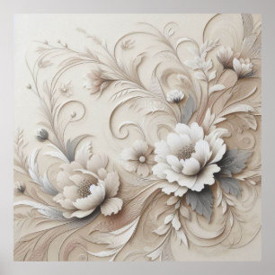 Moderne beige Blume 3 Poster