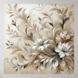 Moderne beige Blume 4 Poster