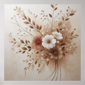 Moderne beige Blume 6 Plakate