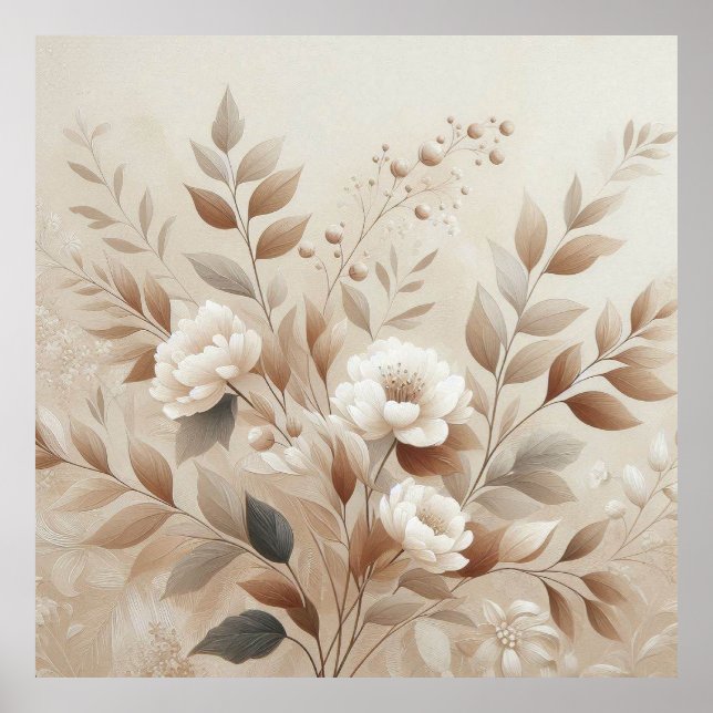 Moderne beige Blume 7 Poster (Vorne)