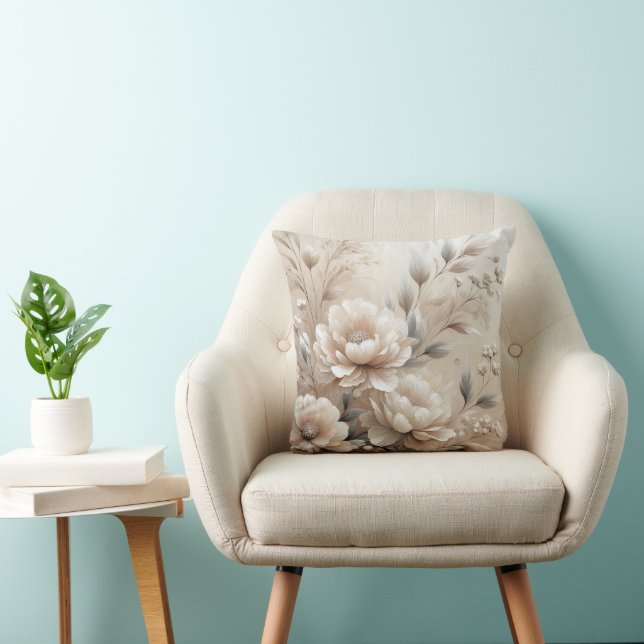 Moderne beige Blume 8 Poster Kissen (Stuhl )