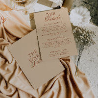 Moderne Beige-Braun-Orange-Boho-Hochzeitsdetails