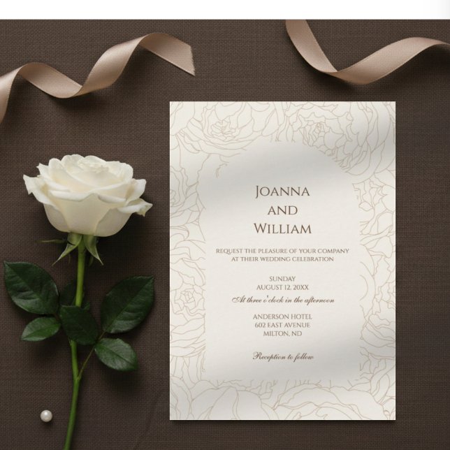 Moderne, beige-braune Hochzeit Einladung (Von Creator hochgeladen)