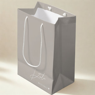 Moderne beige Brautjungfer-Geschenktasche Mittlere Geschenktüte