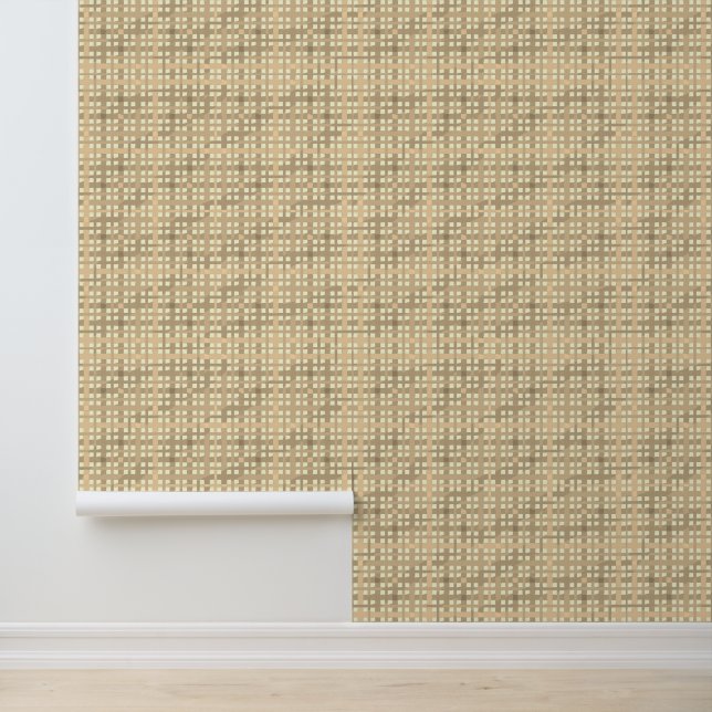 Moderne Beige Brown Tan Kariert Tapete (Anwendung)