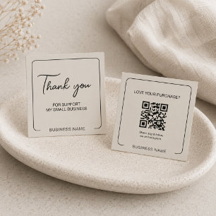 Moderne Beige Dankeschön-Karte mit QR-Code für kle Quadratische Visitenkarte