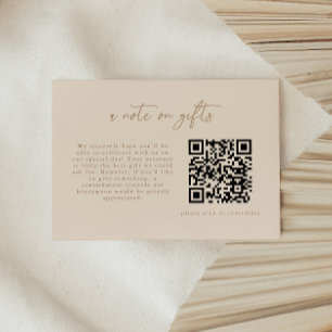 Moderne Beige ein Hinweis auf Geschenke QR-Code Begleitkarte