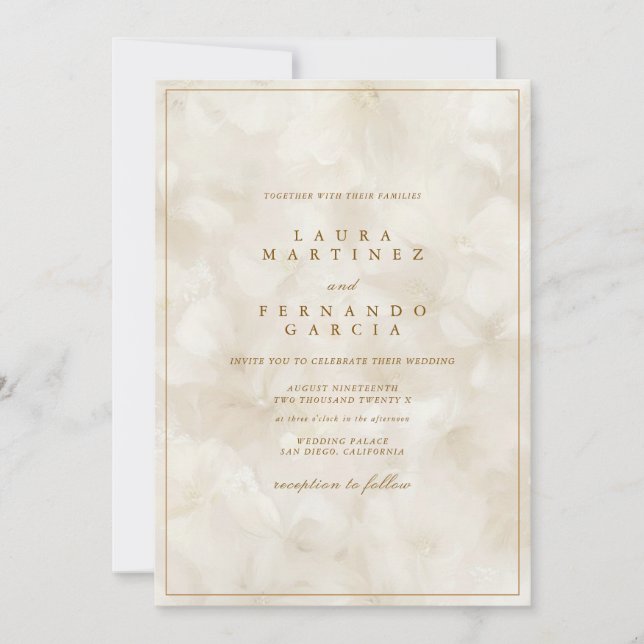 Moderne Beige Elfenbein-Hochzeit  Einladung (Vorderseite)