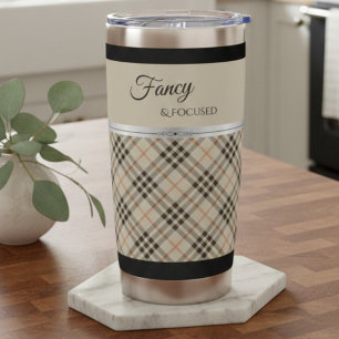 Moderne beige fancy und fokussierte Boutique-Karom Thermobecher