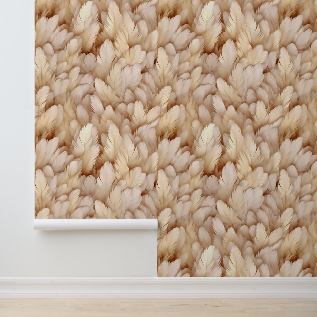 Moderne beige Federn  Tapete (Anwendung)