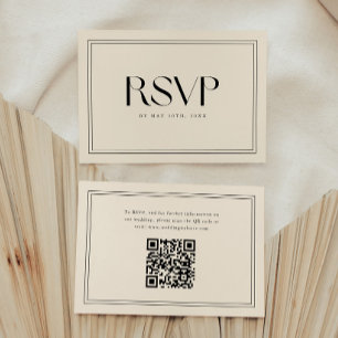 Moderne Beige Fette Typografie Hochzeits-QR-Code RSVP Karte