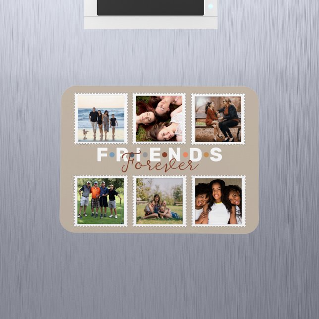 Moderne Beige Freunde für immer FotoCollage Magnet (Von Creator hochgeladen)