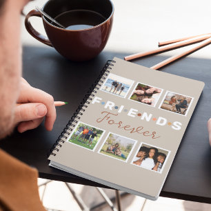 Moderne Beige Freunde für immer FotoCollage Notizbuch