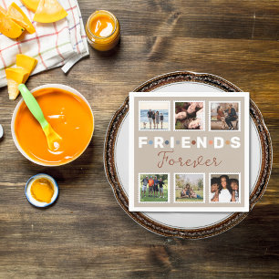 Moderne Beige Freunde für immer FotoCollage Serviette