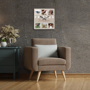 Moderne Beige Friends Forever Postage Briefmarke S Quadratische Wanduhr