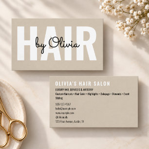 Moderne Beige Friseur Script Haarstylist Beige Visitenkarte