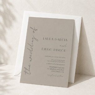 Moderne Beige Graue Hochzeits-Einladung Einladung