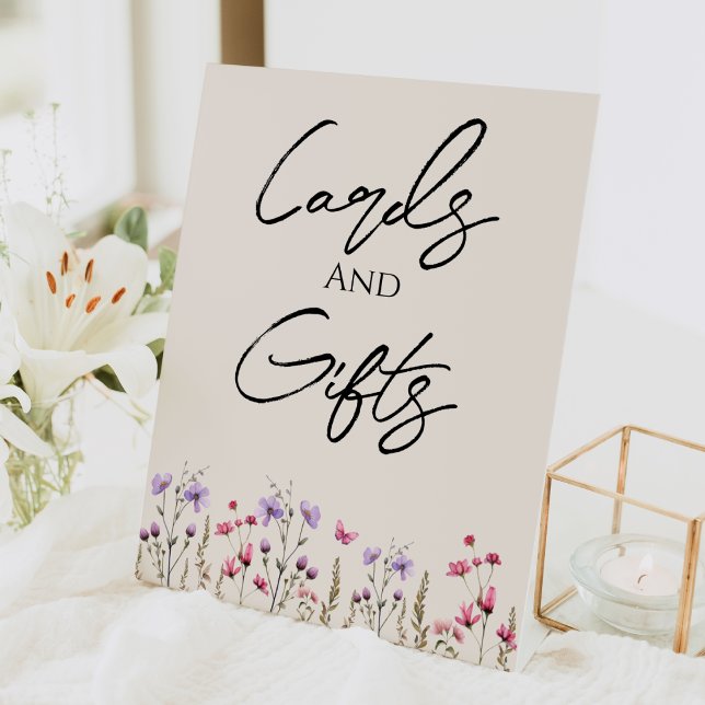 Moderne beige Hochzeitskarten und Geschenke der Wi Sockelschild (Von Creator hochgeladen)