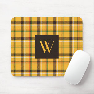 Moderne beige Karo-Muster Monogramm Mousepad