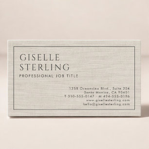 Moderne Beige-Leinen-Luxus-Minimalist  Visitenkarte