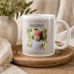 Moderne Beige Mama Kids Foto Muttertag  Jumbo-Tasse