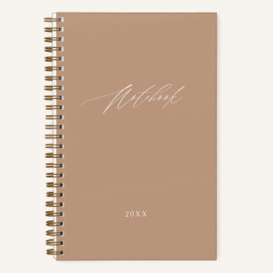 Moderne Beige Minimal-Skript Elegante Custom Notizbuch