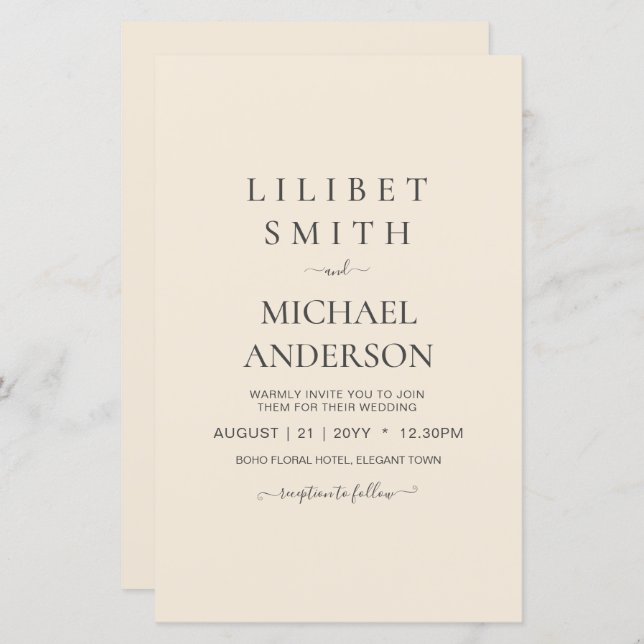 Moderne Beige Monochrome Hochzeit (Vorne/Hinten)