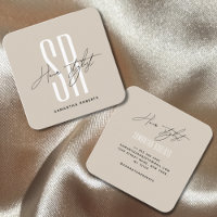 Moderne beige Monogramm-Initialen der Haarstylisti