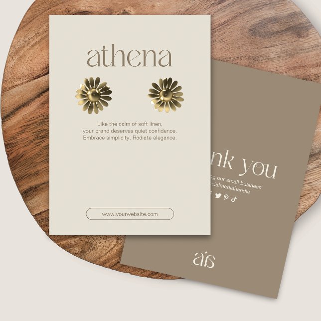 Moderne Beige-Ohrring-Schmuckkarte (Von Creator hochgeladen)