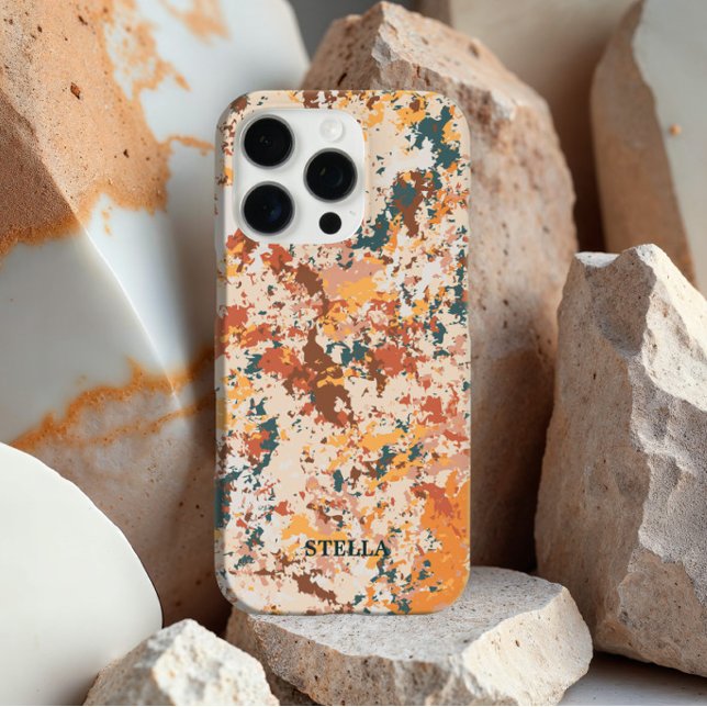 Moderne Beige Orange Camouflage Army Personalisier Case-Mate iPhone Hülle (Von Creator hochgeladen)