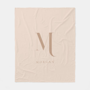 Moderne Beige personalisierte Monogramm Fleecedecke
