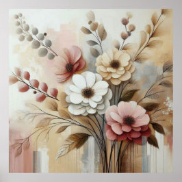 Moderne beige-rosa Blume 27 Poster
