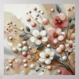 Moderne beige-rosa Blume 29 Poster
