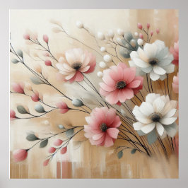 Moderne beige-rosa Blume 33 Poster